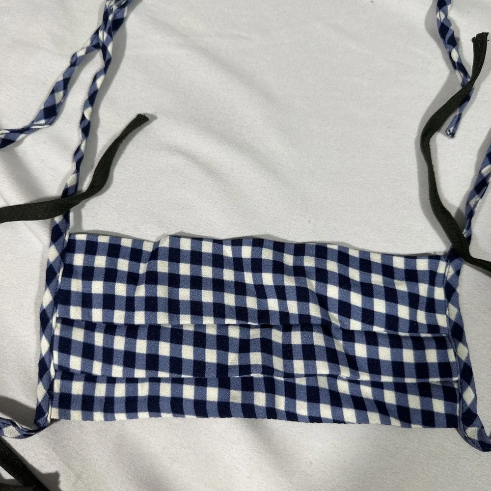 NEW Reformation Face Mask [ 2 Piece ] Blue Gingham Print +‎ Olive Green #T2153